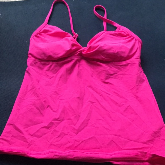NWOT Athleta Knot Front Tankini Swim Top UPF 50+ S Hot Pink - Picture 2 of 6